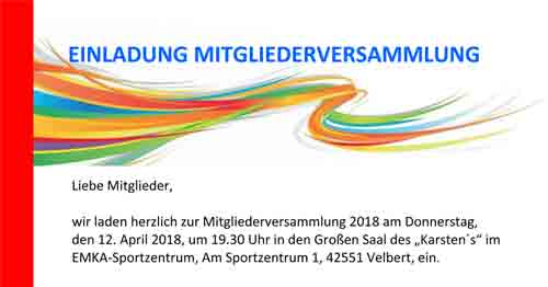 VSG Mitglieder – Versammlung 2018